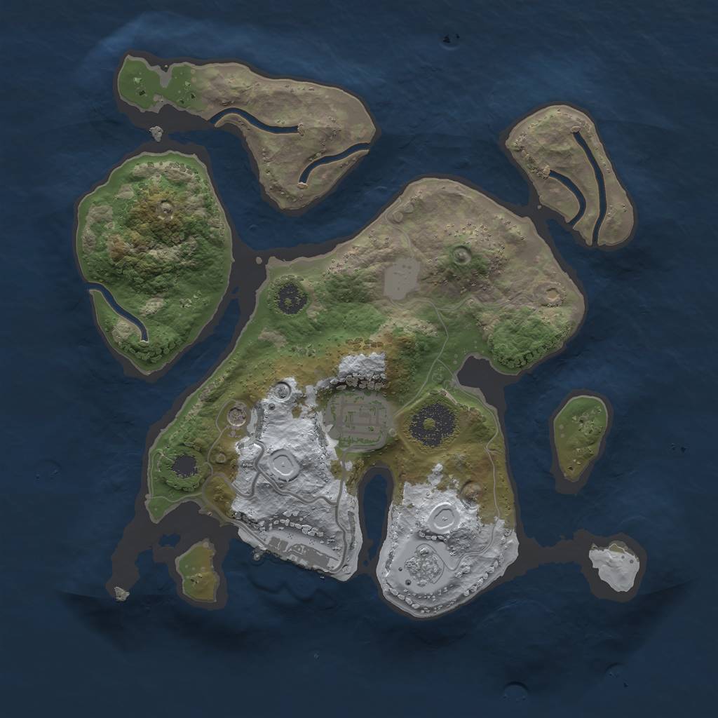 Rust Map: Procedural Map, Size: 2500, Seed: 999600515, 9 Monuments