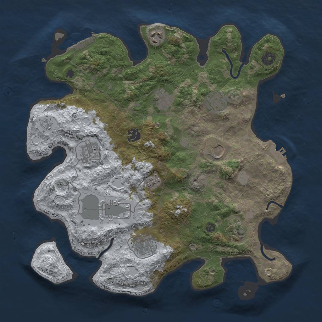 Rust Map: Procedural Map, Size: 3500, Seed: 801932, 19 Monuments