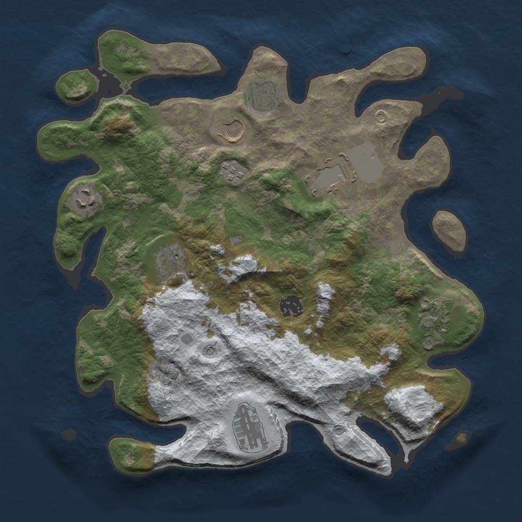 Rust Map: Barren, Size: 3500, Seed: 88340, 12 Monuments