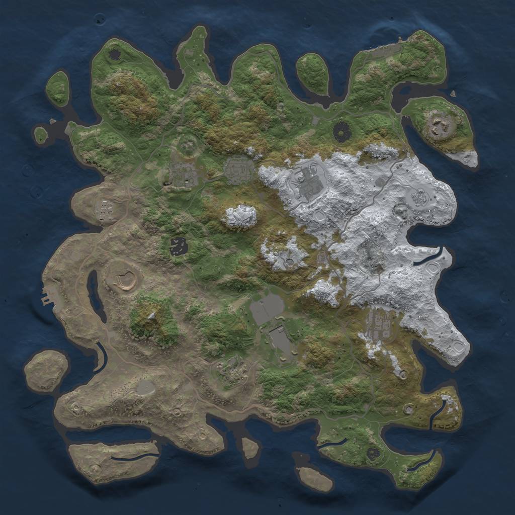 Rust Map: Procedural Map, Size: 4000, Seed: 6436521, 19 Monuments