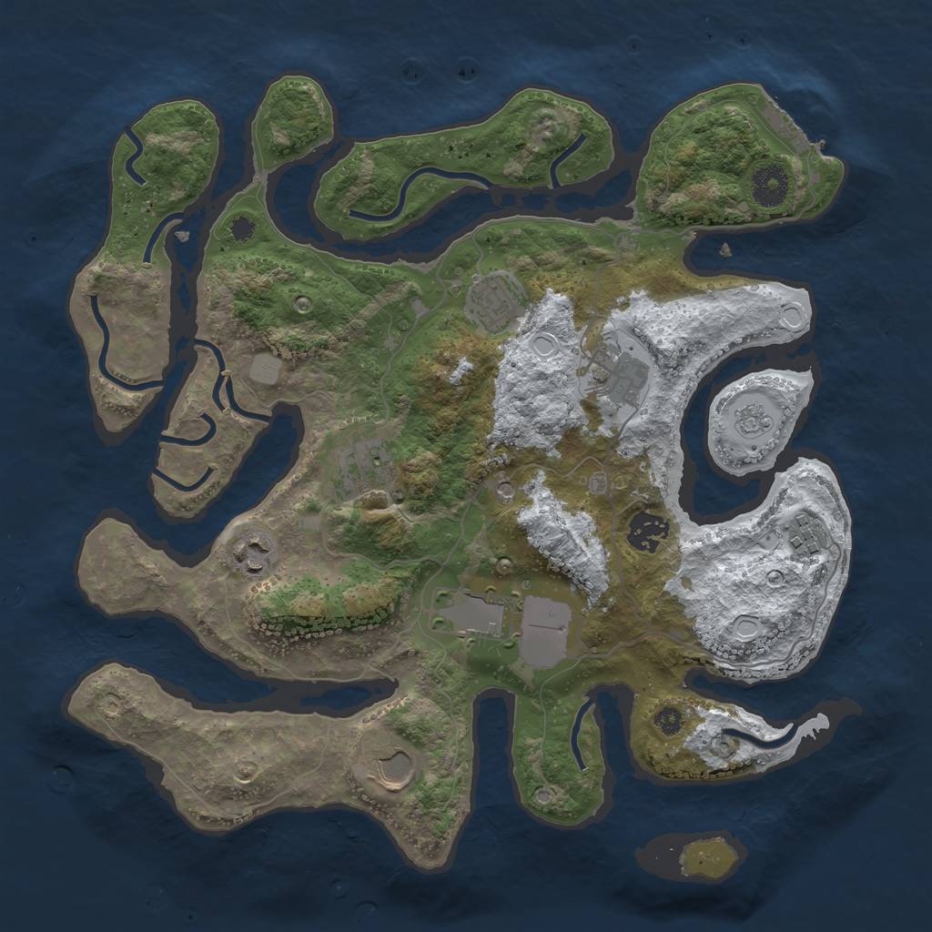 Rust Map: Procedural Map, Size: 3500, Seed: 6182959, 16 Monuments