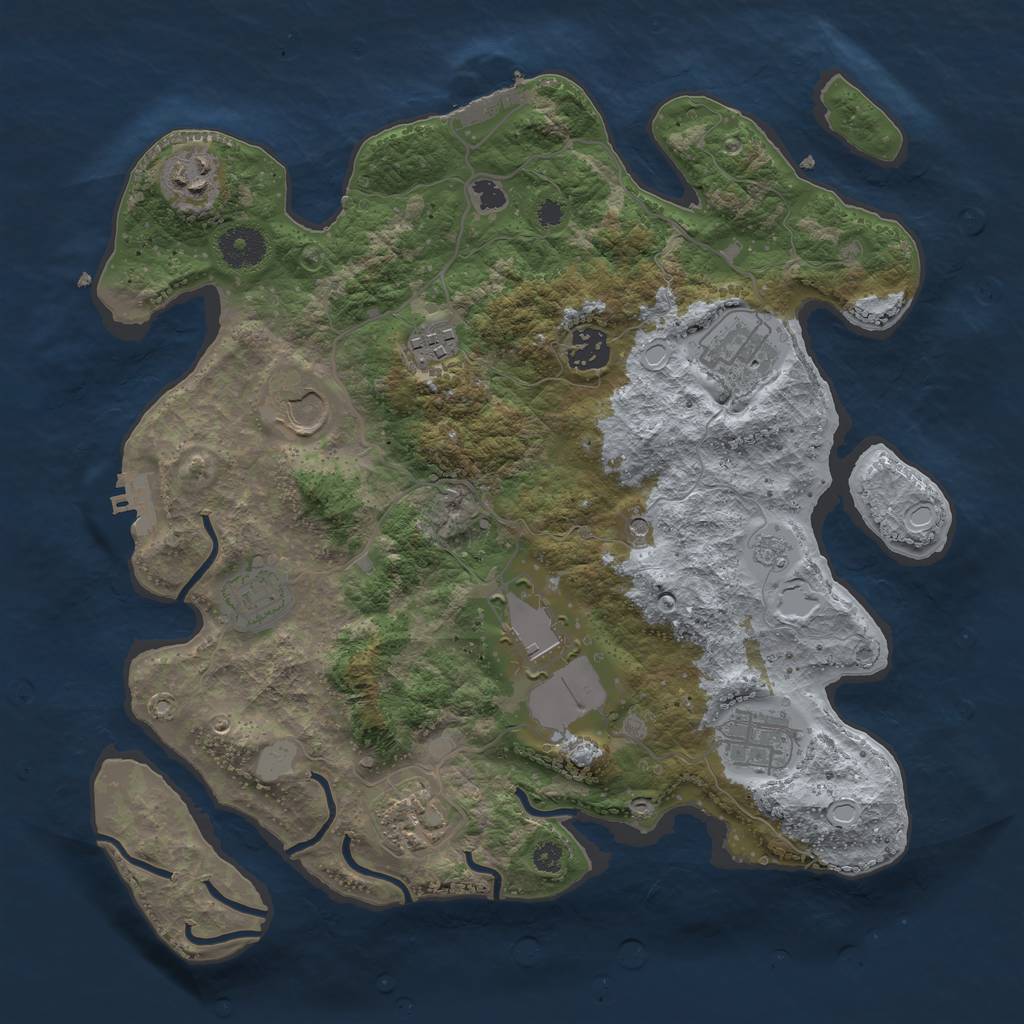 Rust Map: Procedural Map, Size: 3500, Seed: 5276640, 18 Monuments