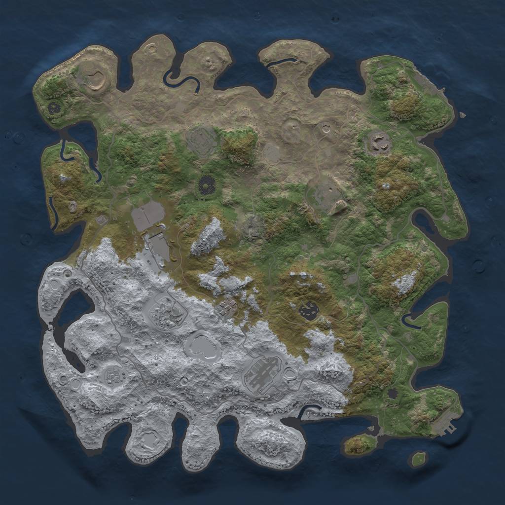 Rust Map: Procedural Map, Size: 4000, Seed: 1450235553, 18 Monuments