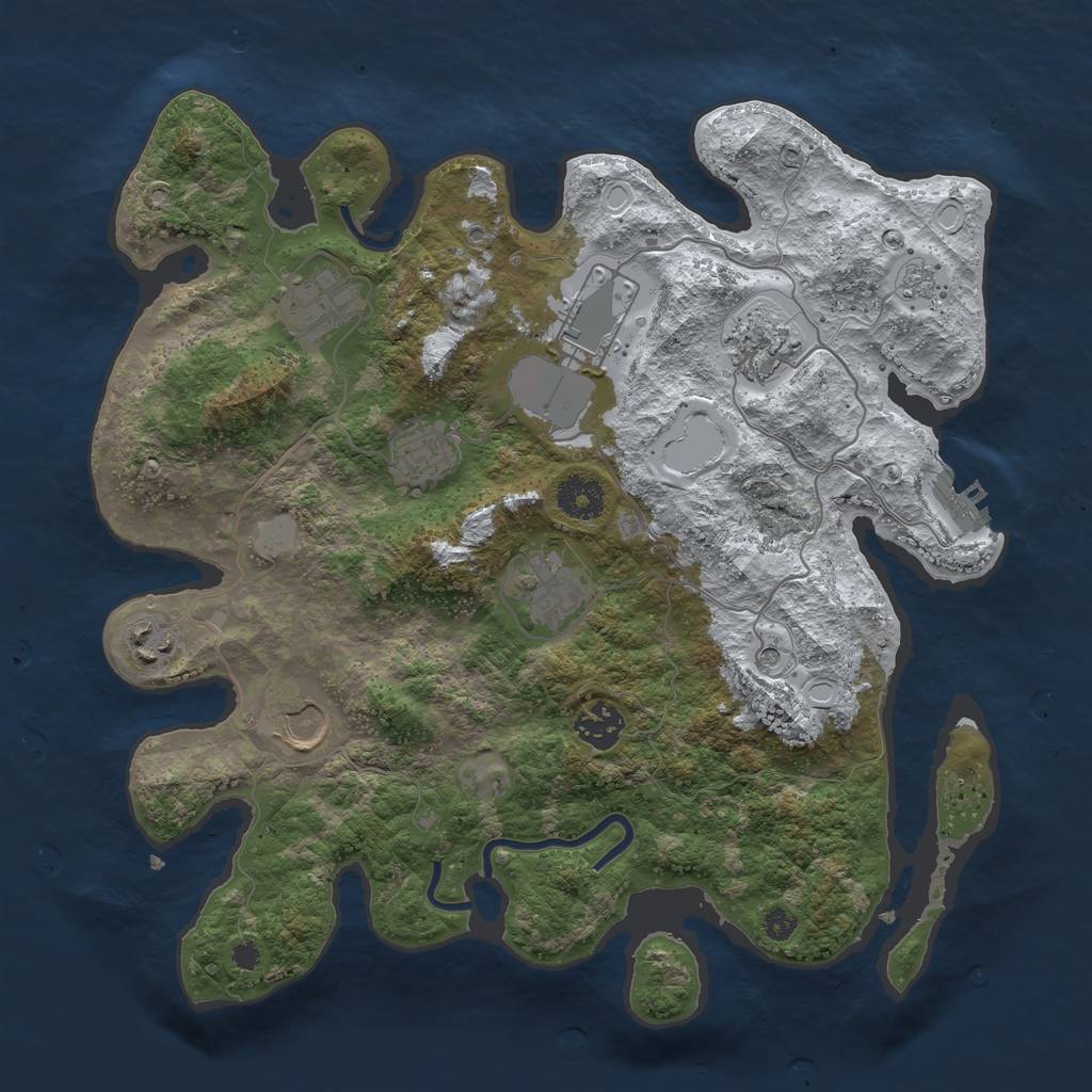 Rust Map: Procedural Map, Size: 3500, Seed: 2007503, 16 Monuments