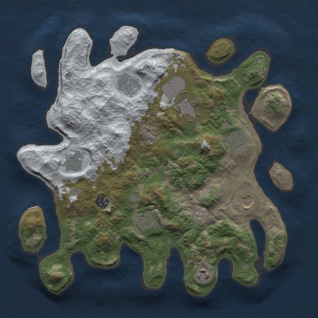 Rust Map: Barren, Size: 3500, Seed: 500412, 12 Monuments