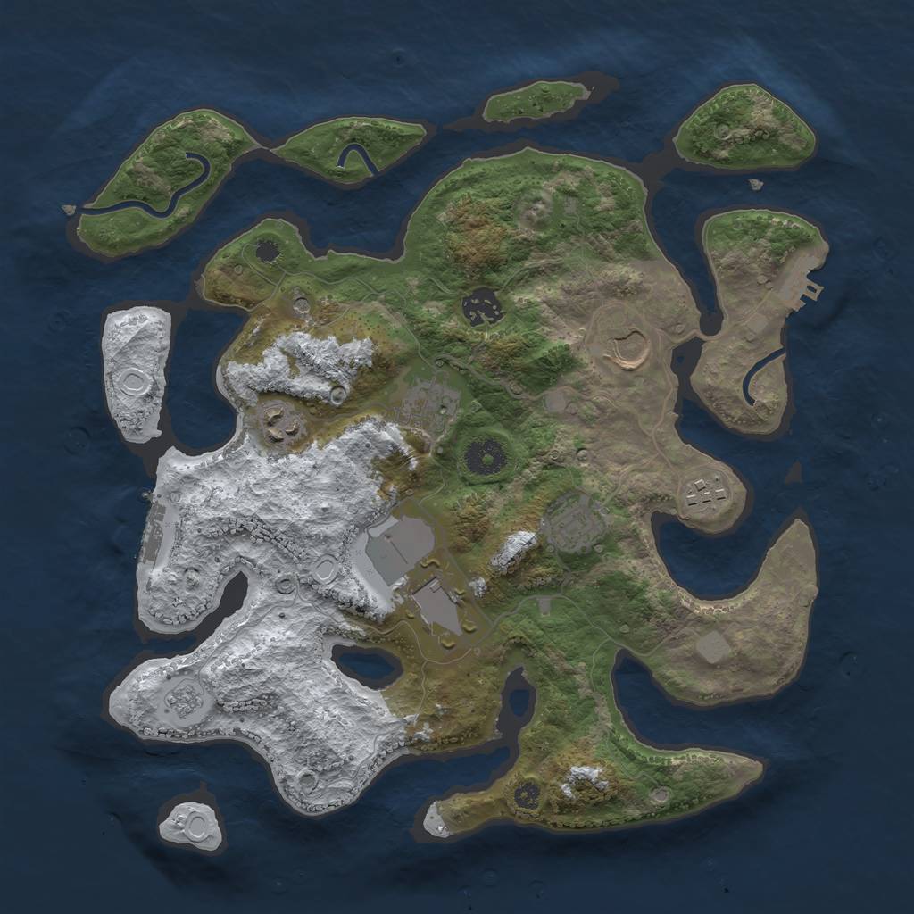 Rust Map: Procedural Map, Size: 3500, Seed: 2693600, 16 Monuments