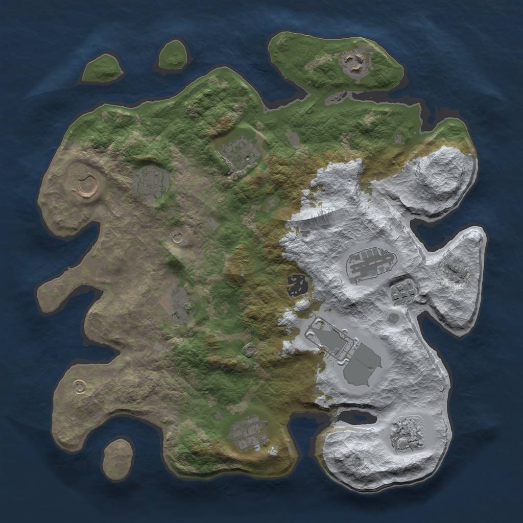 Rust Map: Barren, Size: 3500, Seed: 2011213, 14 Monuments