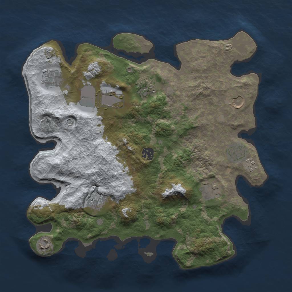 Rust Map: Barren, Size: 3500, Seed: 3119849, 13 Monuments