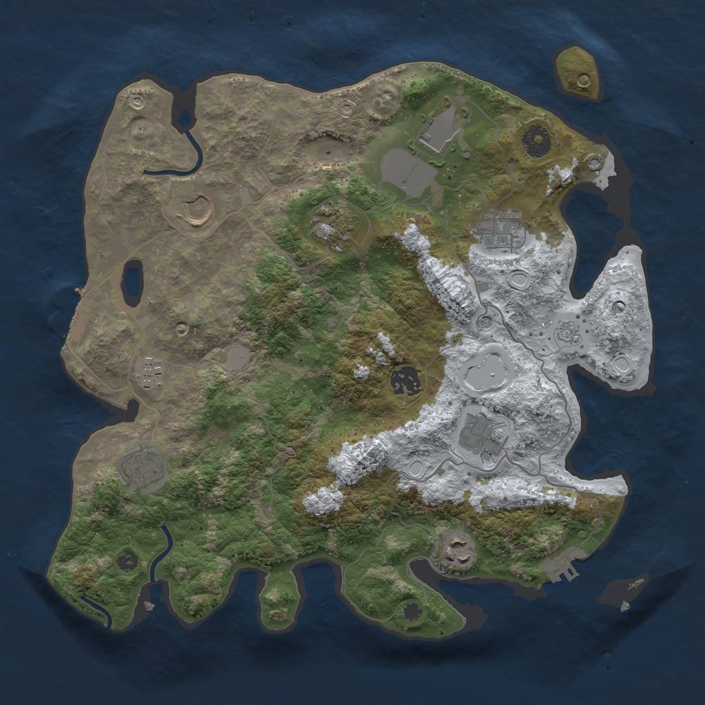 Rust Map: Procedural Map, Size: 3500, Seed: 971309, 18 Monuments