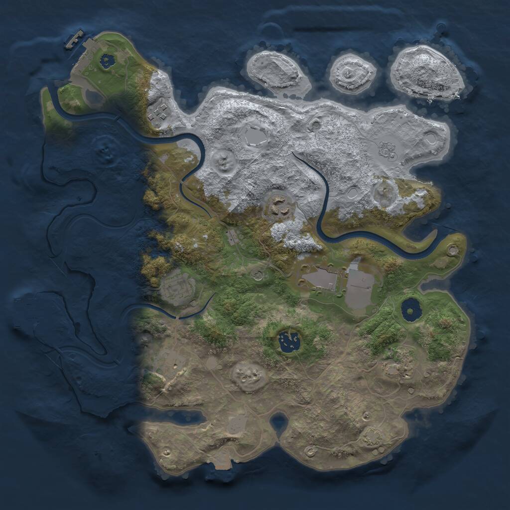 Rust Map: Procedural Map, Size: 3500, Seed: 2746031, 13 Monuments