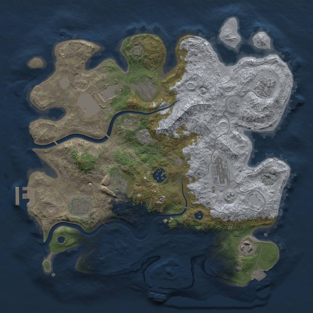 Rust Map: Procedural Map, Size: 3500, Seed: 5365060, 15 Monuments