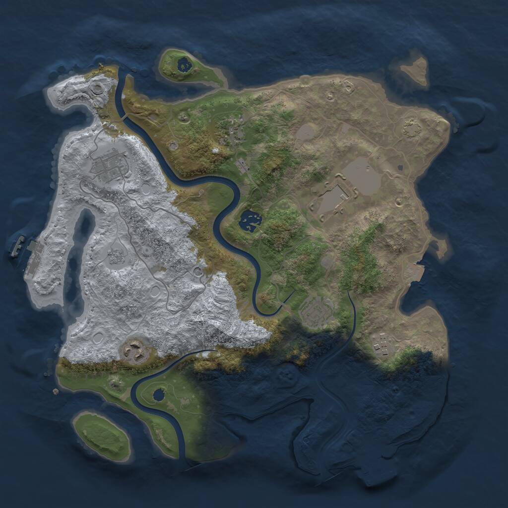 Rust Map: Procedural Map, Size: 3500, Seed: 5445340, 13 Monuments
