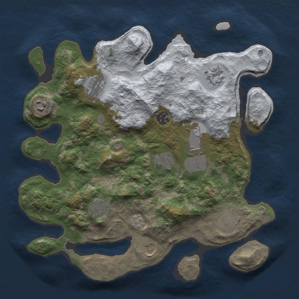 Rust Map: Barren, Size: 3500, Seed: 5881342, 13 Monuments