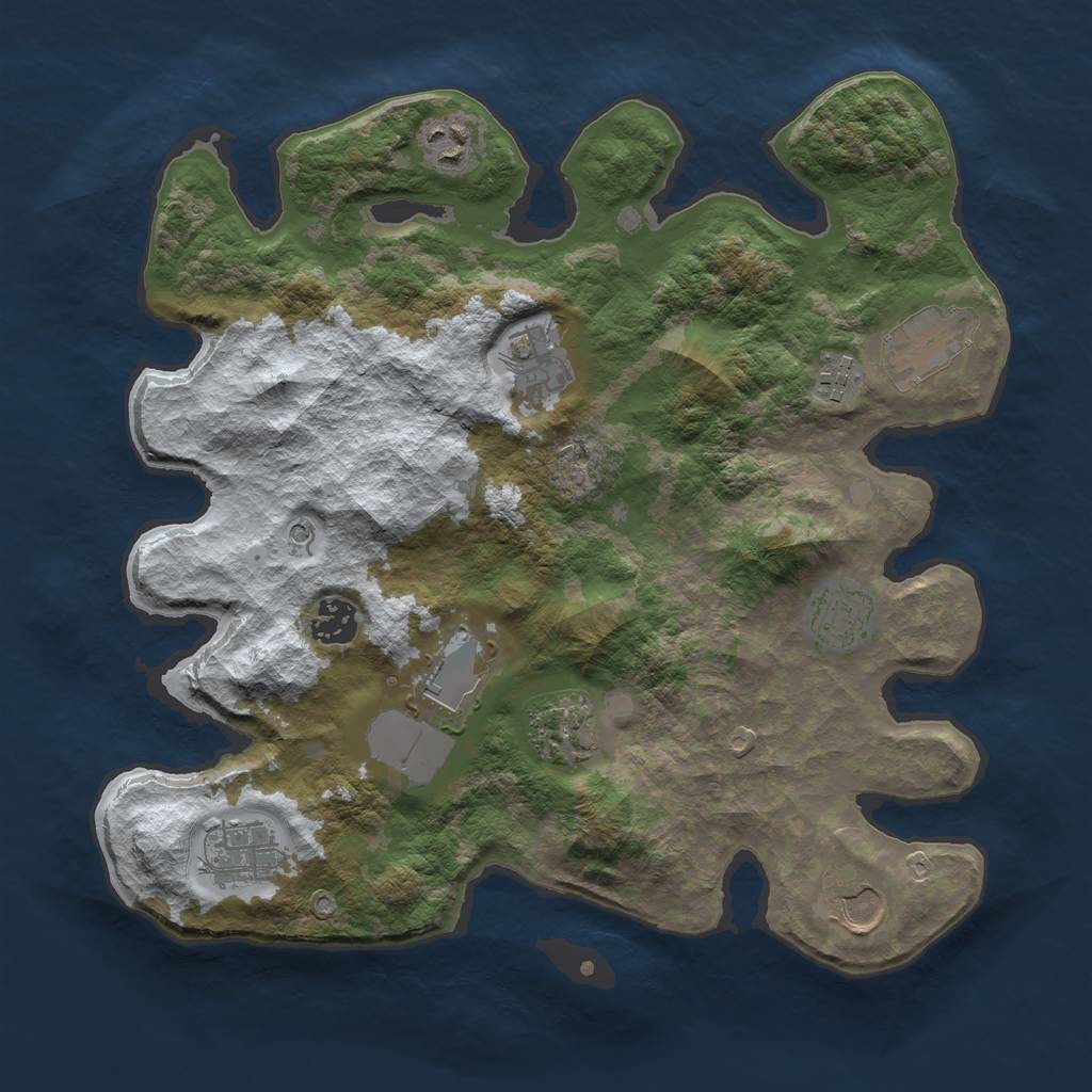 Rust Map: Barren, Size: 3500, Seed: 4942893, 13 Monuments