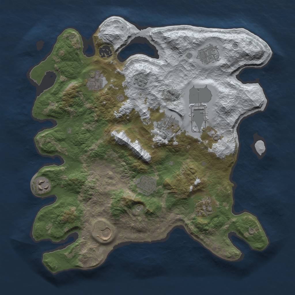 Rust Map: Barren, Size: 3500, Seed: 974700, 13 Monuments