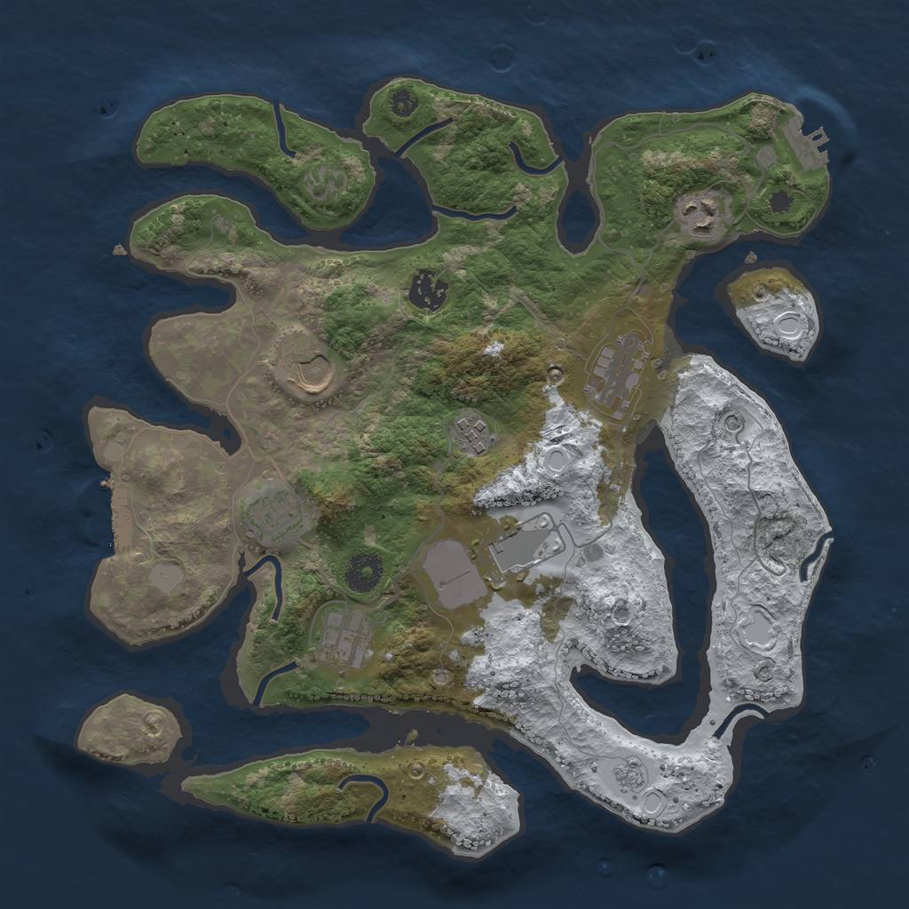 Rust Map: Procedural Map, Size: 3500, Seed: 908885, 17 Monuments