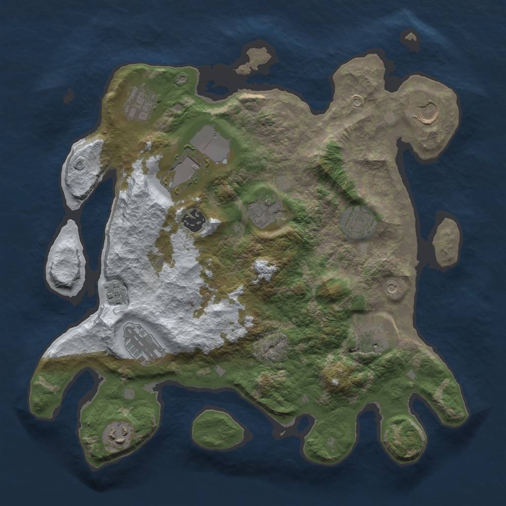 Rust Map: Barren, Size: 3500, Seed: 3122405, 13 Monuments