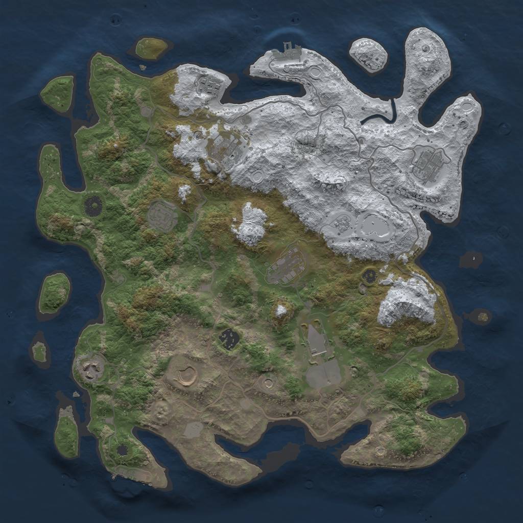Rust Map: Procedural Map, Size: 4000, Seed: 5430246, 18 Monuments