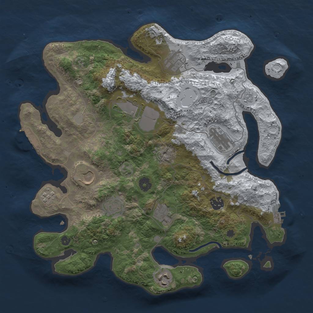 Rust Map: Procedural Map, Size: 3500, Seed: 4755349, 17 Monuments