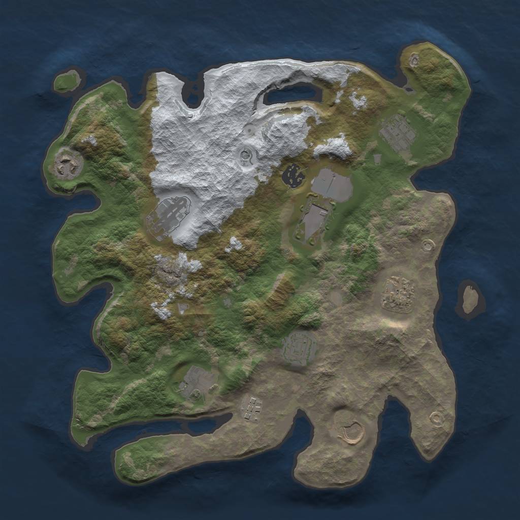 Rust Map: Barren, Size: 3500, Seed: 5761717, 13 Monuments