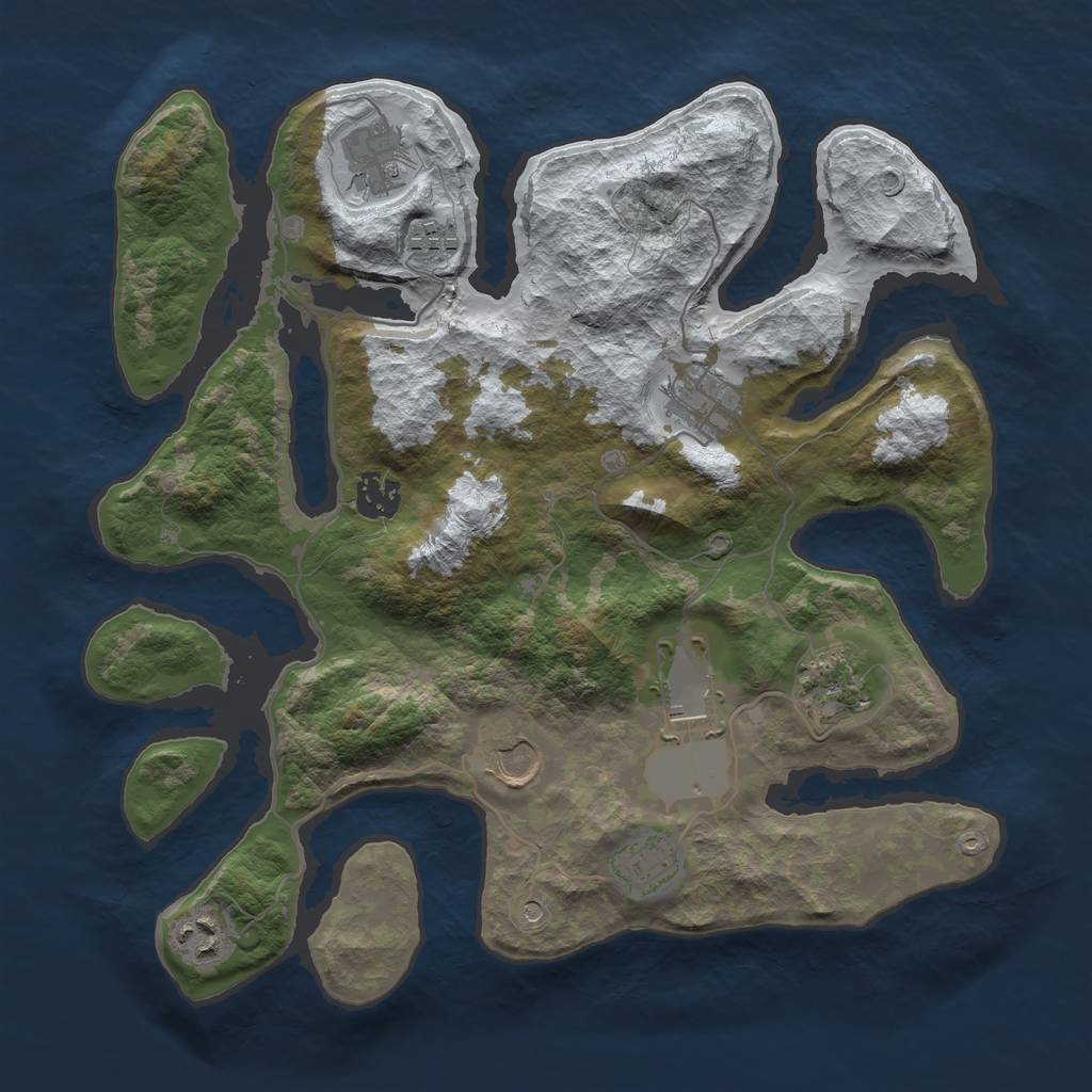 Rust Map: Barren, Size: 3500, Seed: 1478598, 12 Monuments