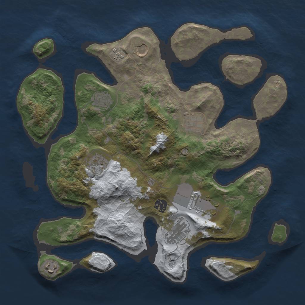 Rust Map: Barren, Size: 3500, Seed: 702378, 12 Monuments