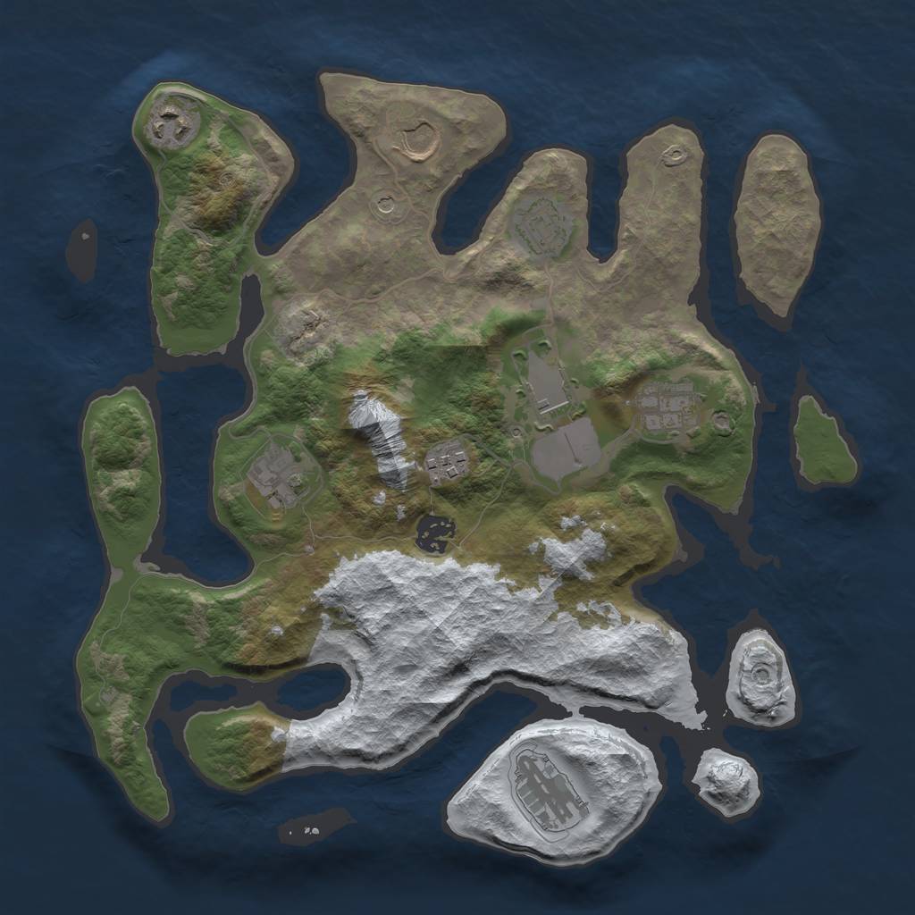 Rust Map: Barren, Size: 3500, Seed: 1934034, 12 Monuments