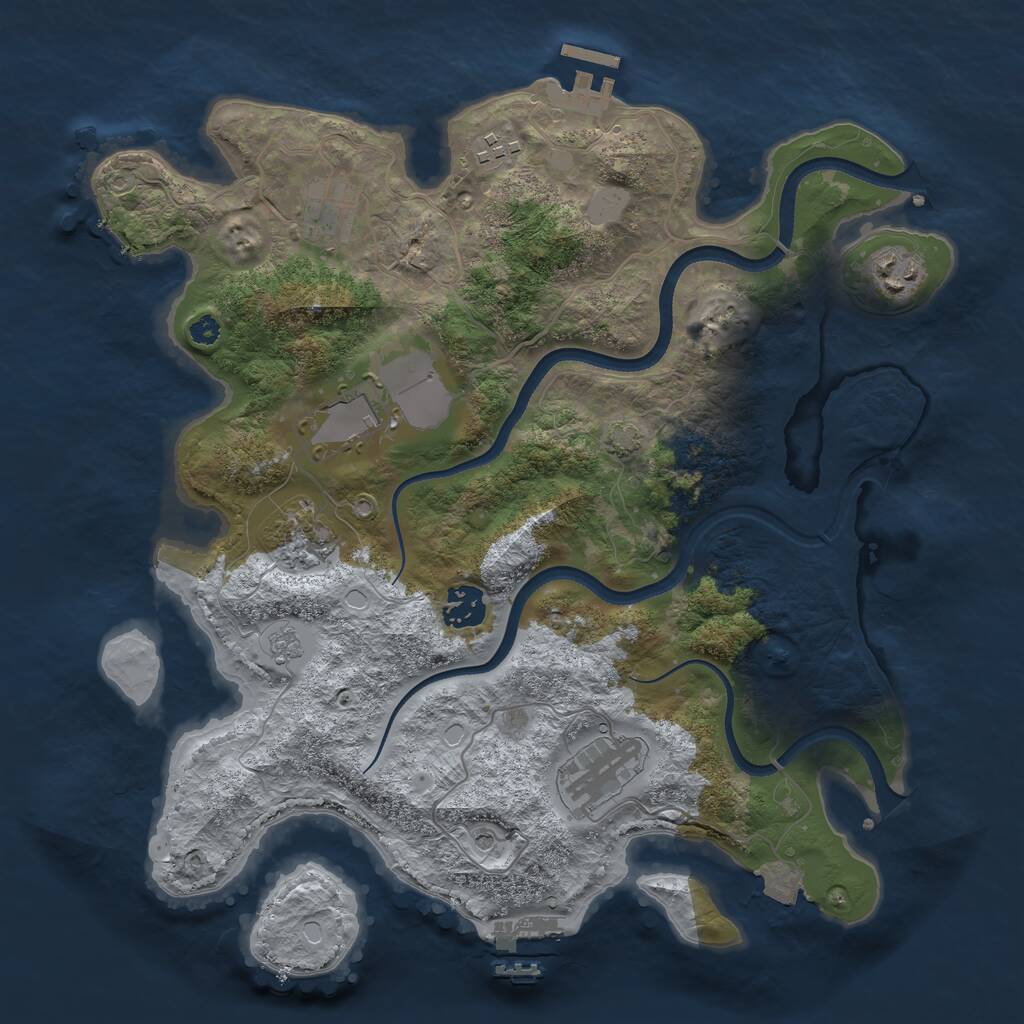 Rust Map: Procedural Map, Size: 3500, Seed: 3297994, 13 Monuments