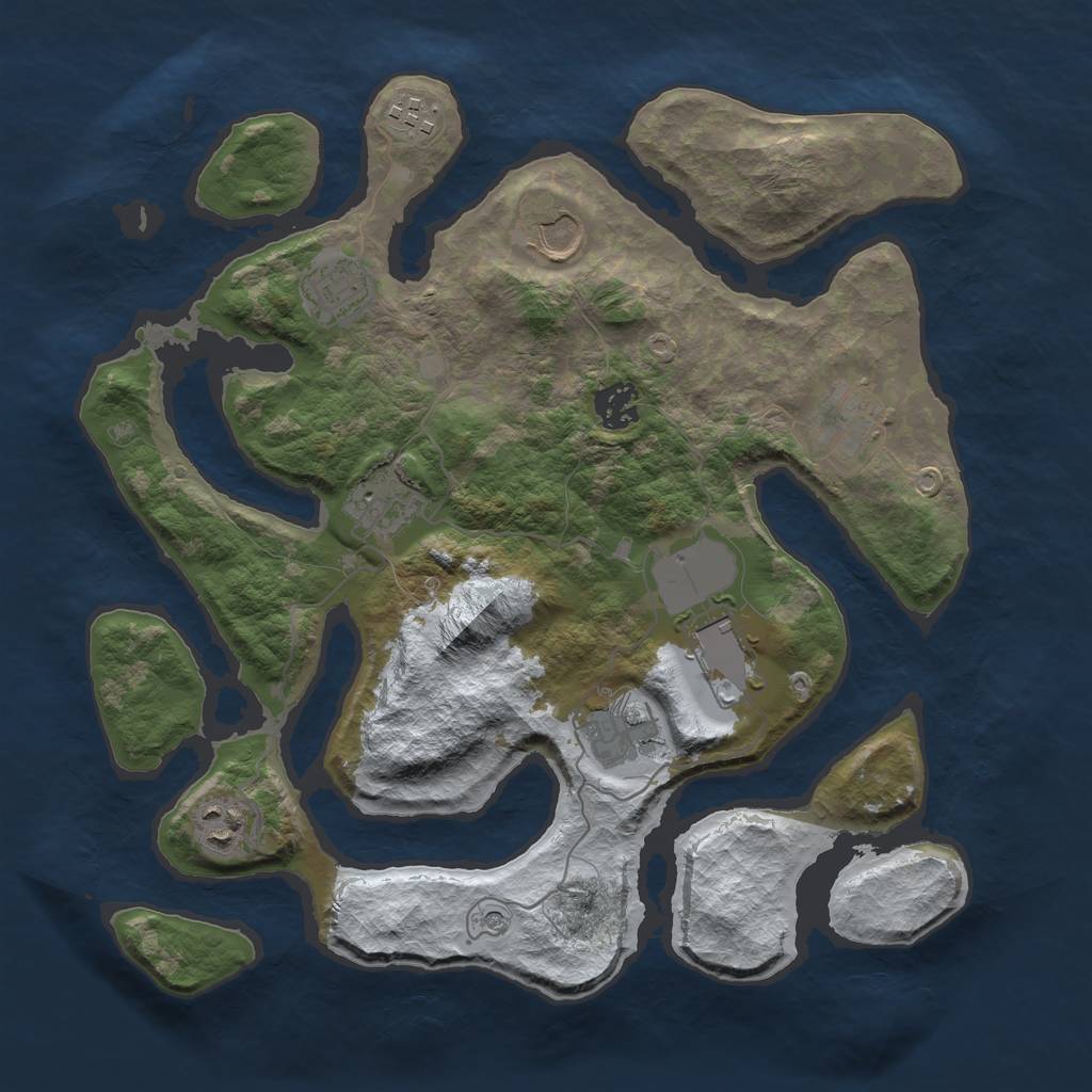 Rust Map: Barren, Size: 3500, Seed: 1144536, 12 Monuments
