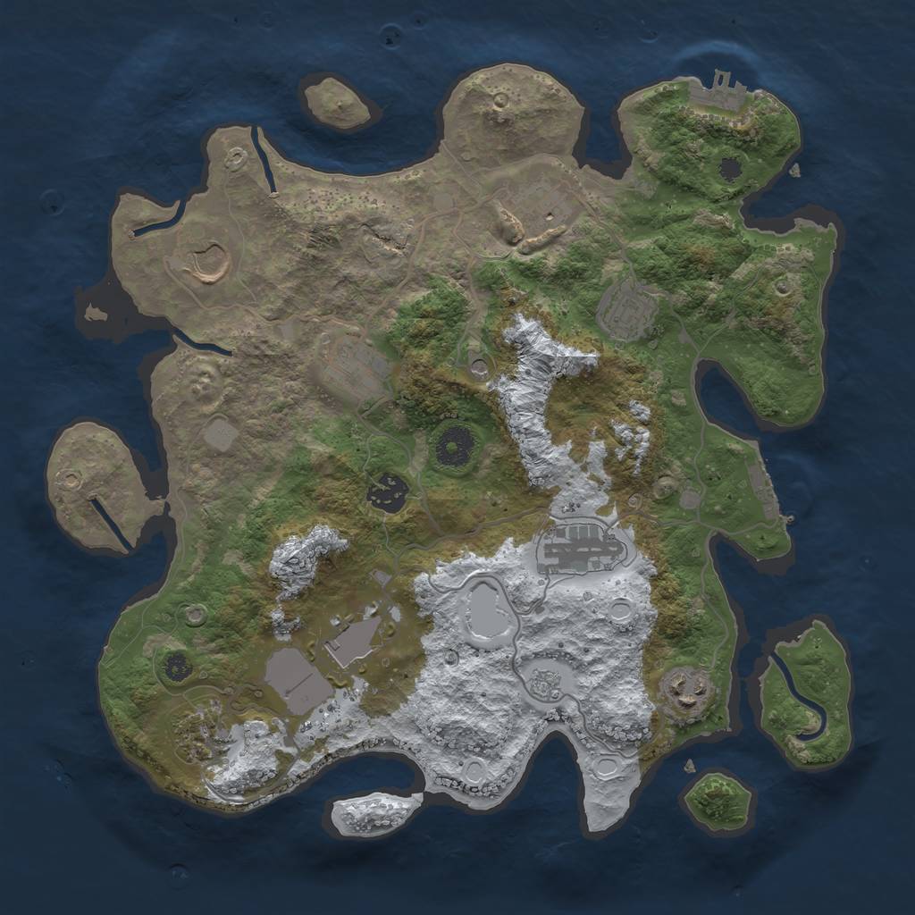 Rust Map: Procedural Map, Size: 3500, Seed: 230423, 18 Monuments