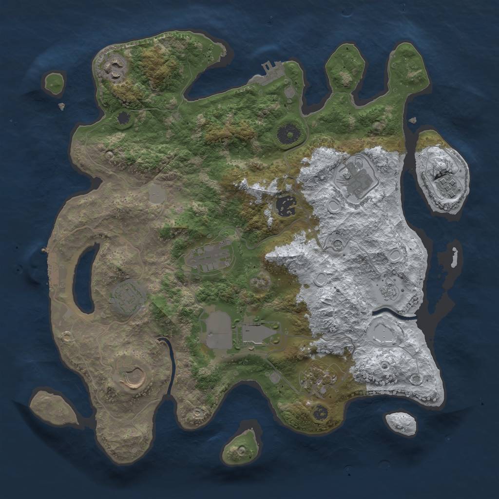Rust Map: Procedural Map, Size: 3500, Seed: 4261617, 18 Monuments