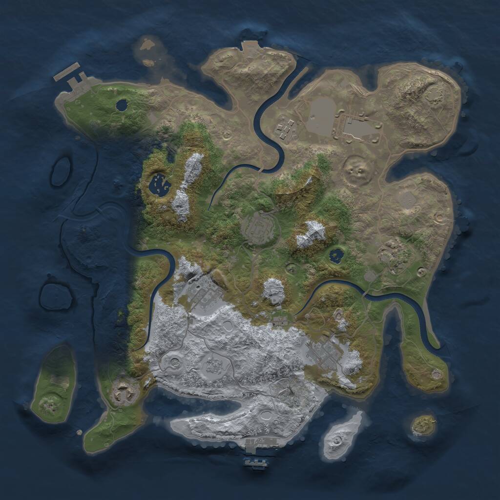 Rust Map: Procedural Map, Size: 3500, Seed: 1709358, 14 Monuments