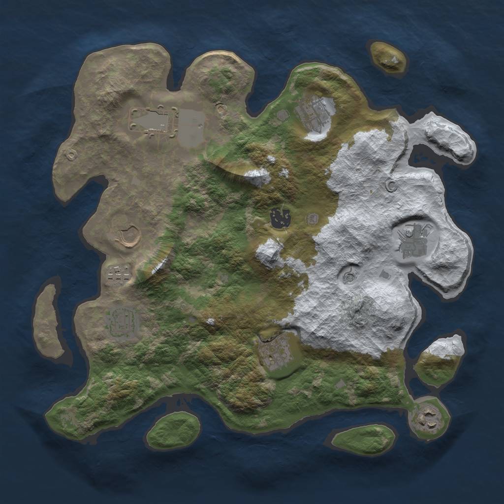 Rust Map: Barren, Size: 3500, Seed: 5617047, 12 Monuments