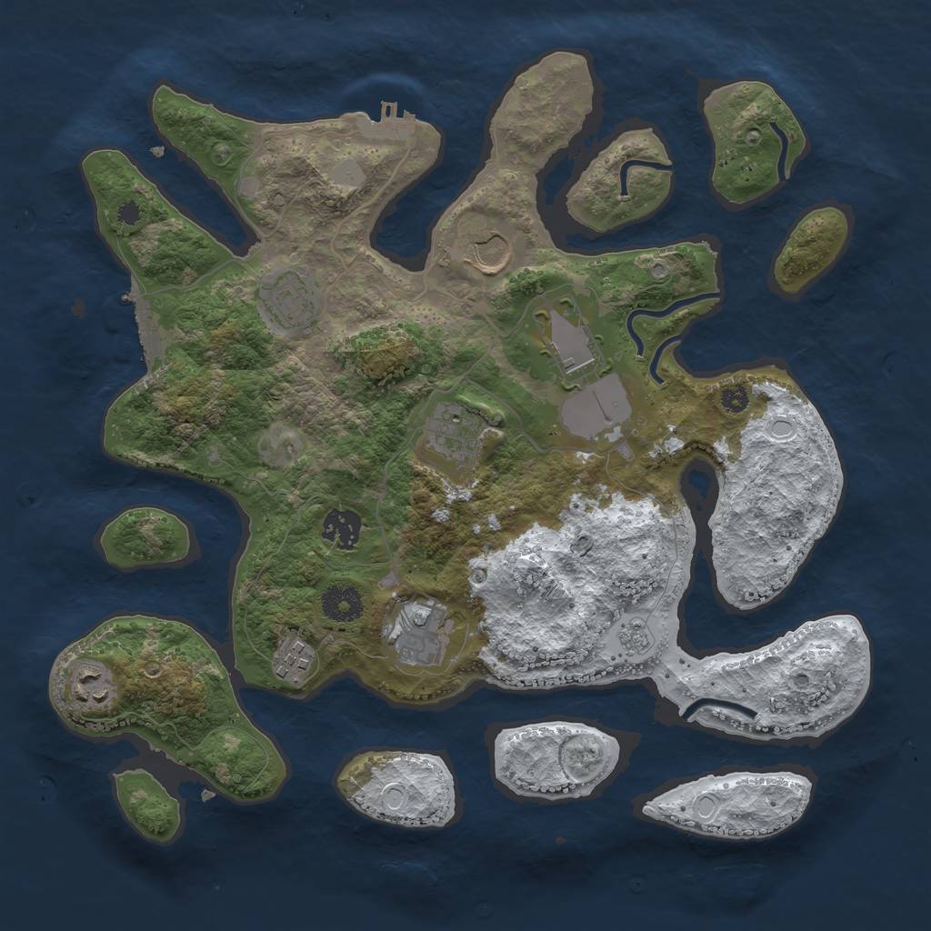 Rust Map: Procedural Map, Size: 3500, Seed: 6240053, 16 Monuments