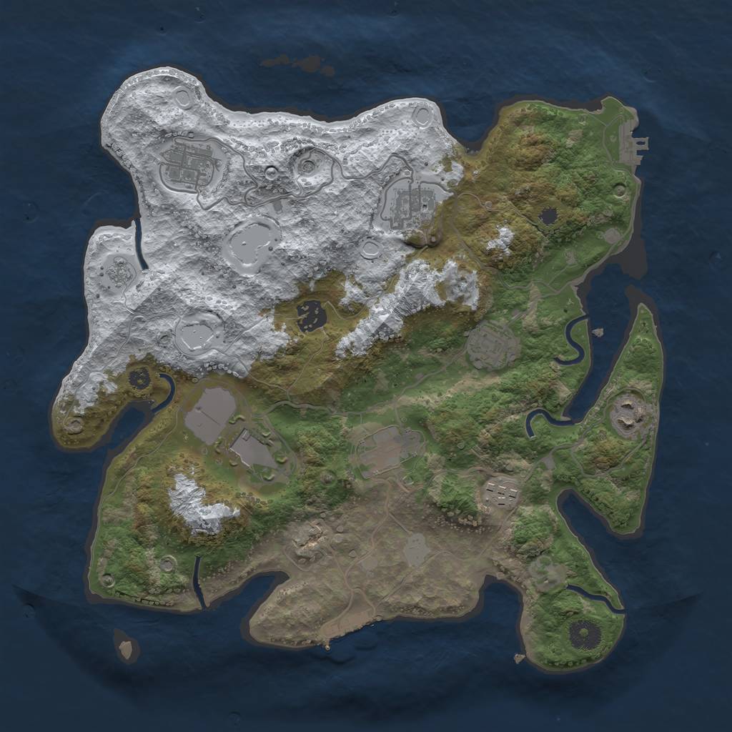 Rust Map: Procedural Map, Size: 3500, Seed: 4873111, 17 Monuments