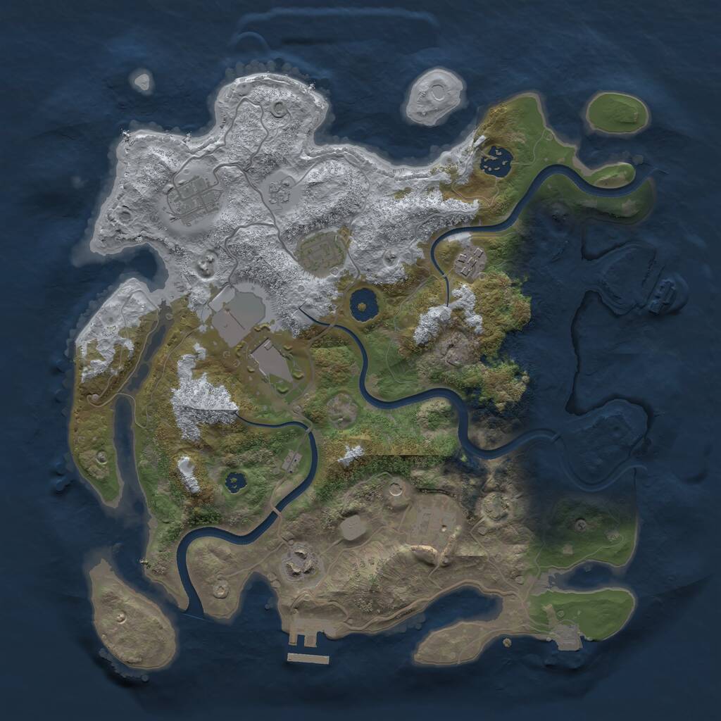 Rust Map: Procedural Map, Size: 3500, Seed: 804327, 13 Monuments