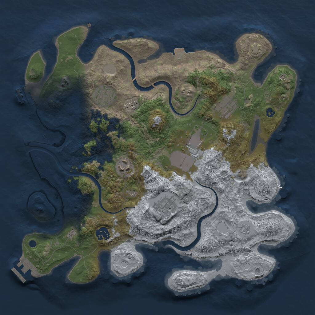 Rust Map: Procedural Map, Size: 3500, Seed: 5733634, 13 Monuments