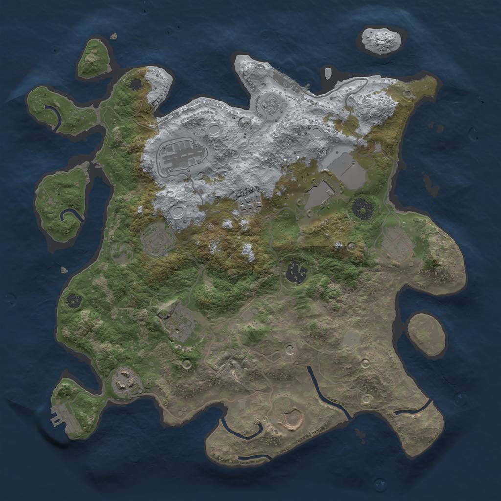 Rust Map: Procedural Map, Size: 3500, Seed: 3339805, 18 Monuments