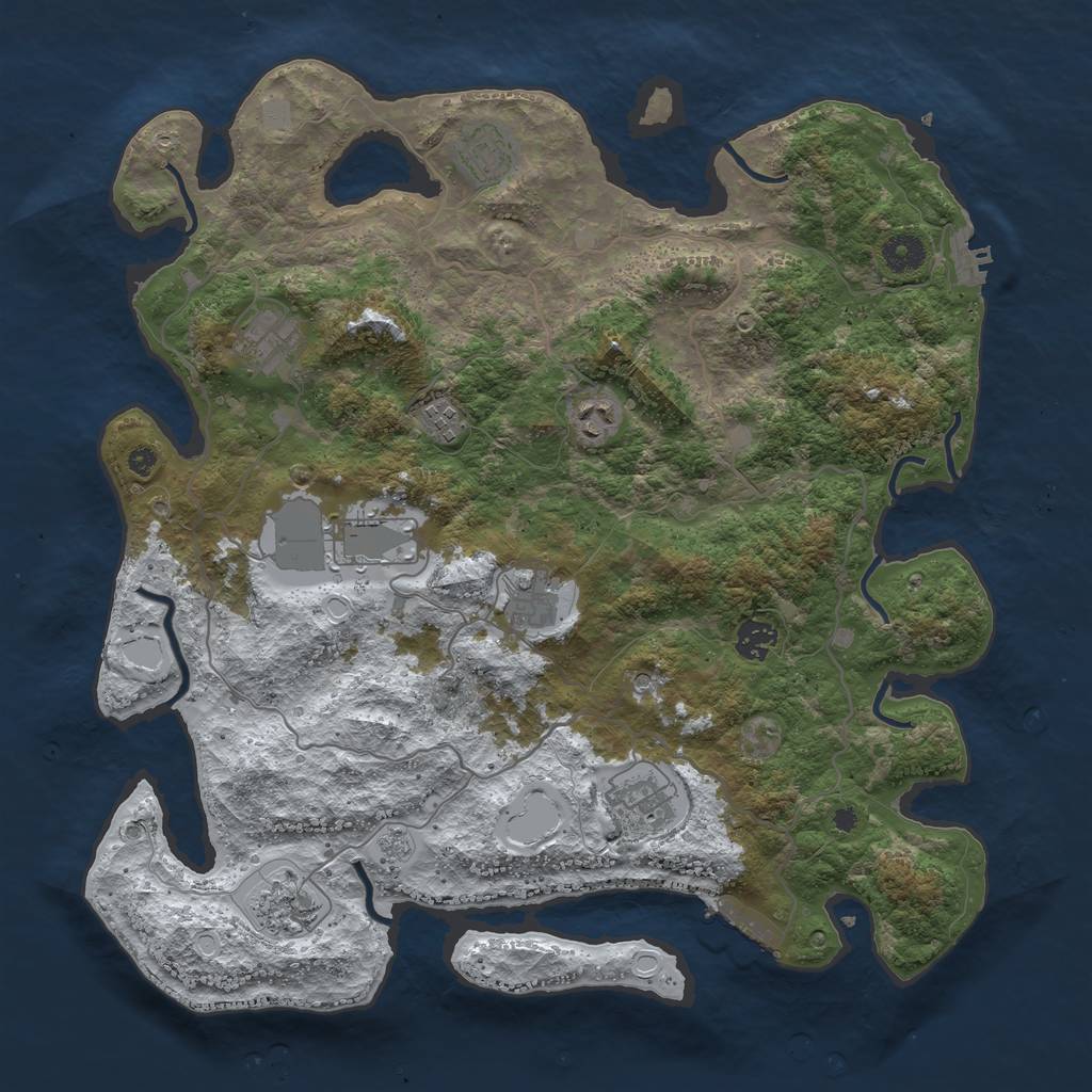 Rust Map: Procedural Map, Size: 4000, Seed: 346471, 18 Monuments