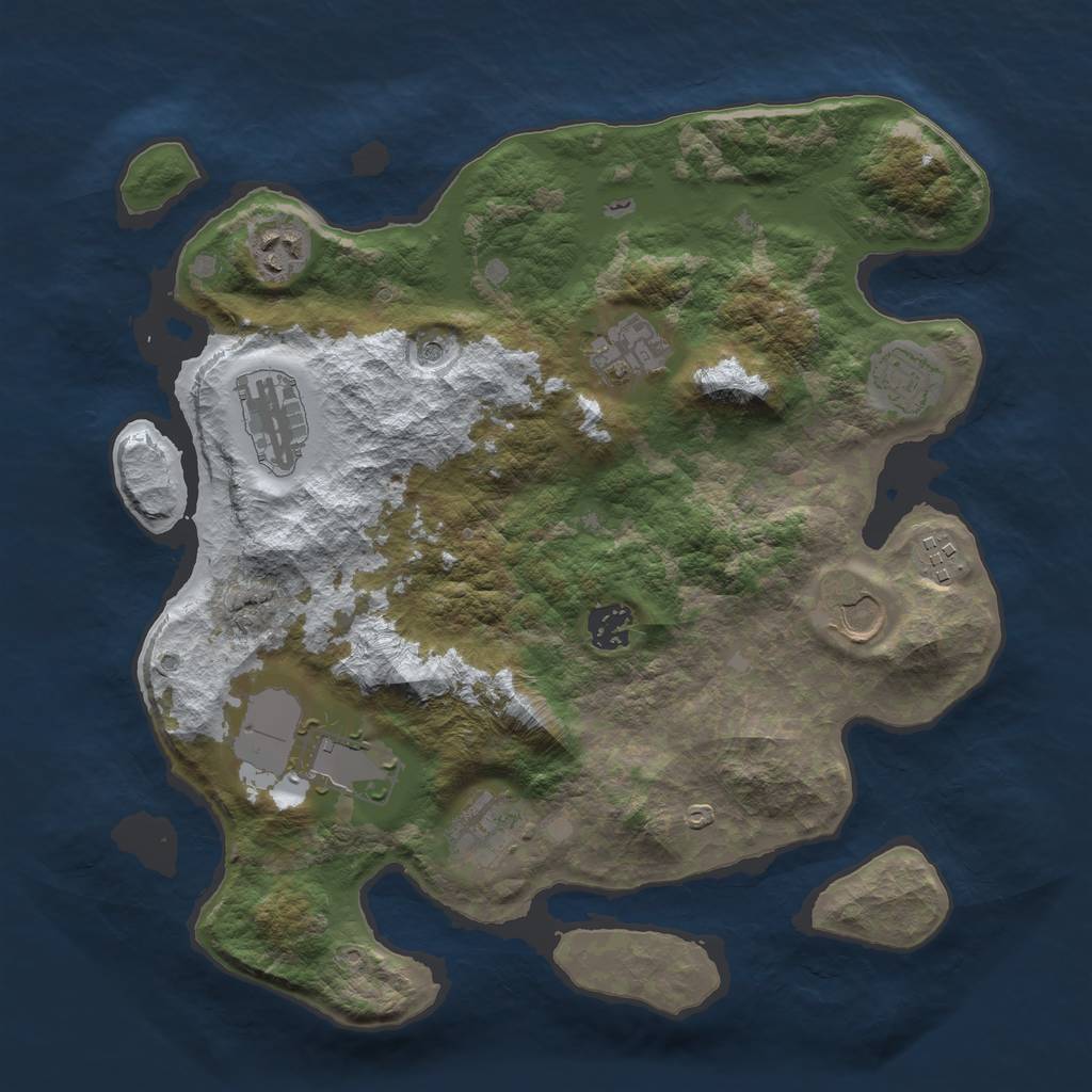 Rust Map: Barren, Size: 3500, Seed: 2134948, 12 Monuments