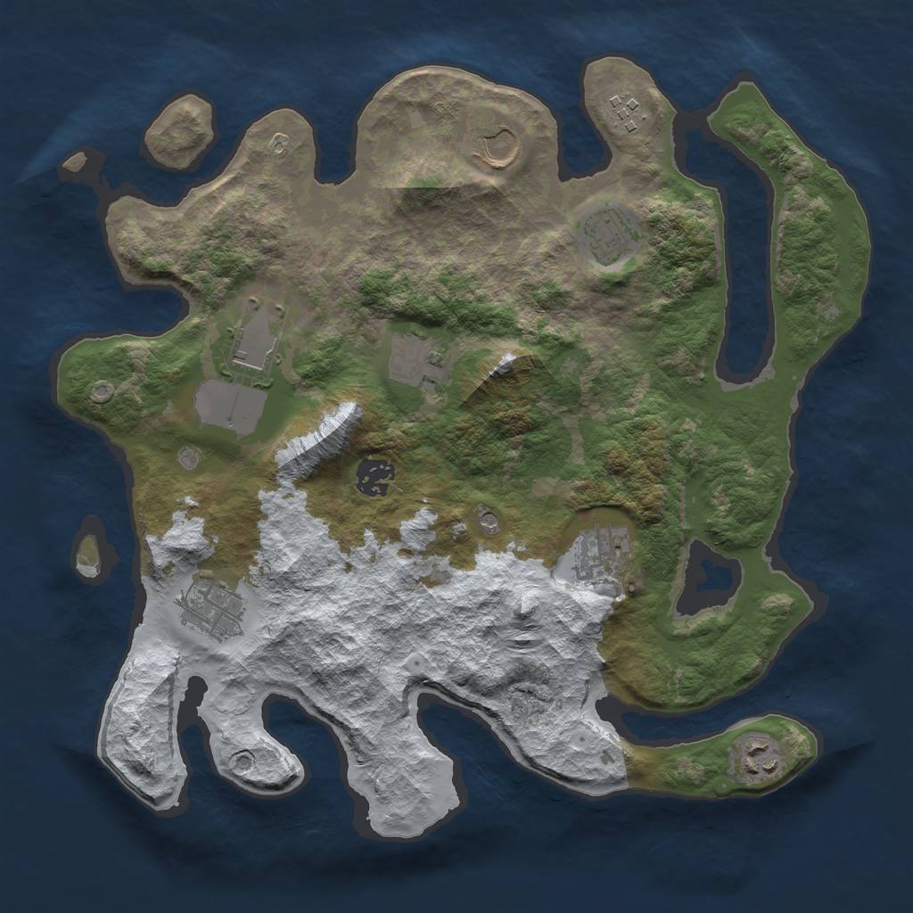 Rust Map: Barren, Size: 3500, Seed: 6032235, 12 Monuments