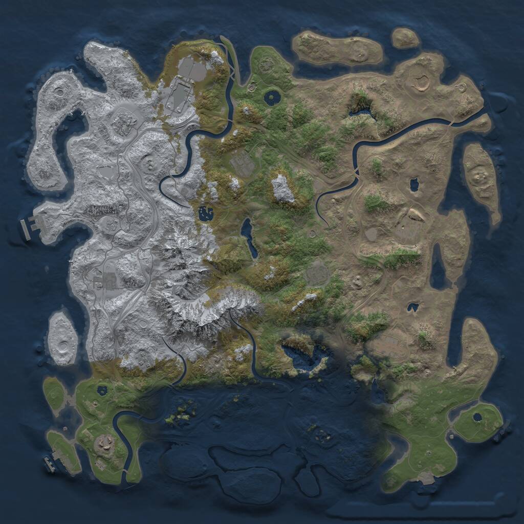 Rust Map: Procedural Map, Size: 5000, Seed: 5504, 17 Monuments