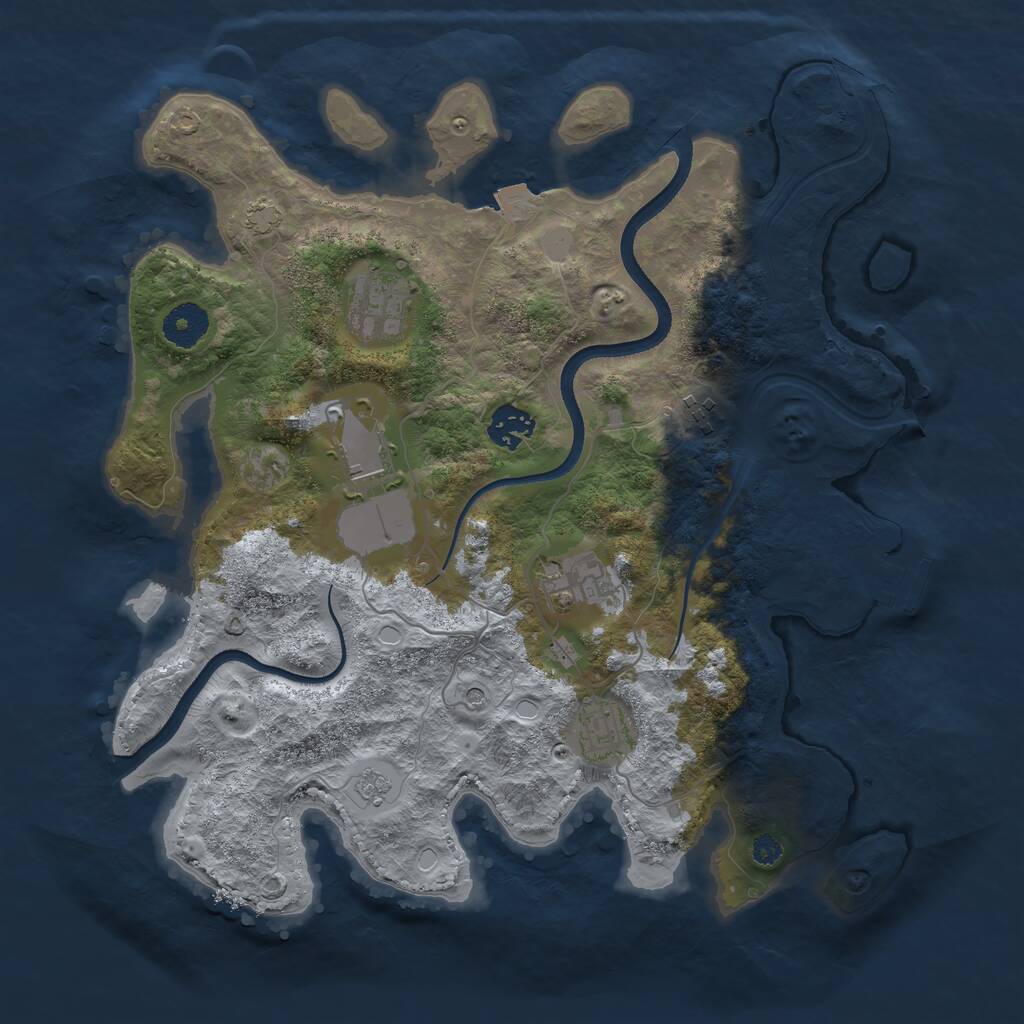 Rust Map: Procedural Map, Size: 3500, Seed: 489390, 11 Monuments