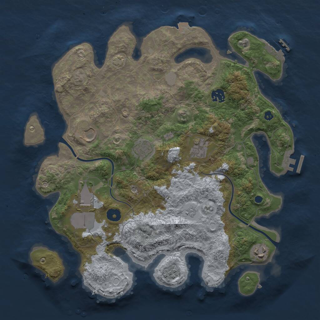 Rust Map: Procedural Map, Size: 3500, Seed: 5564828, 13 Monuments