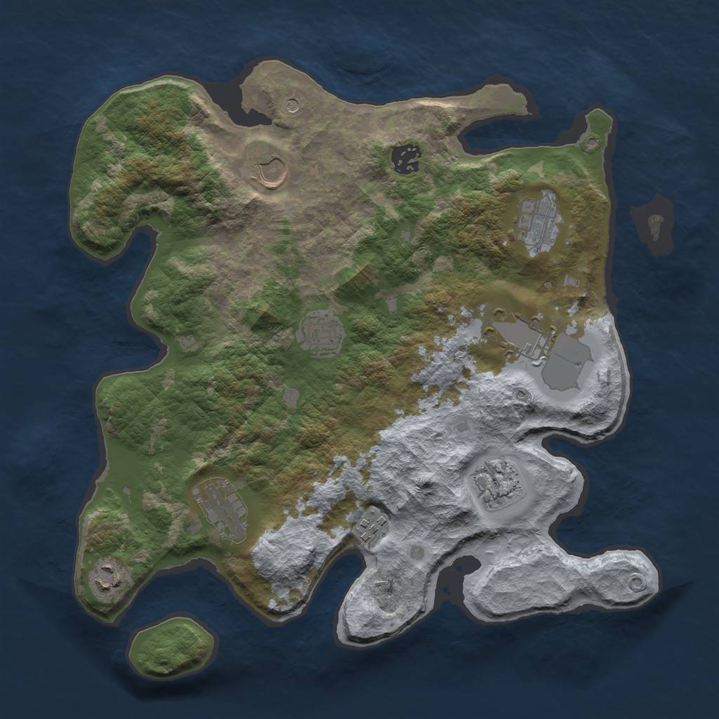 Rust Map: Barren, Size: 3500, Seed: 1780637, 12 Monuments