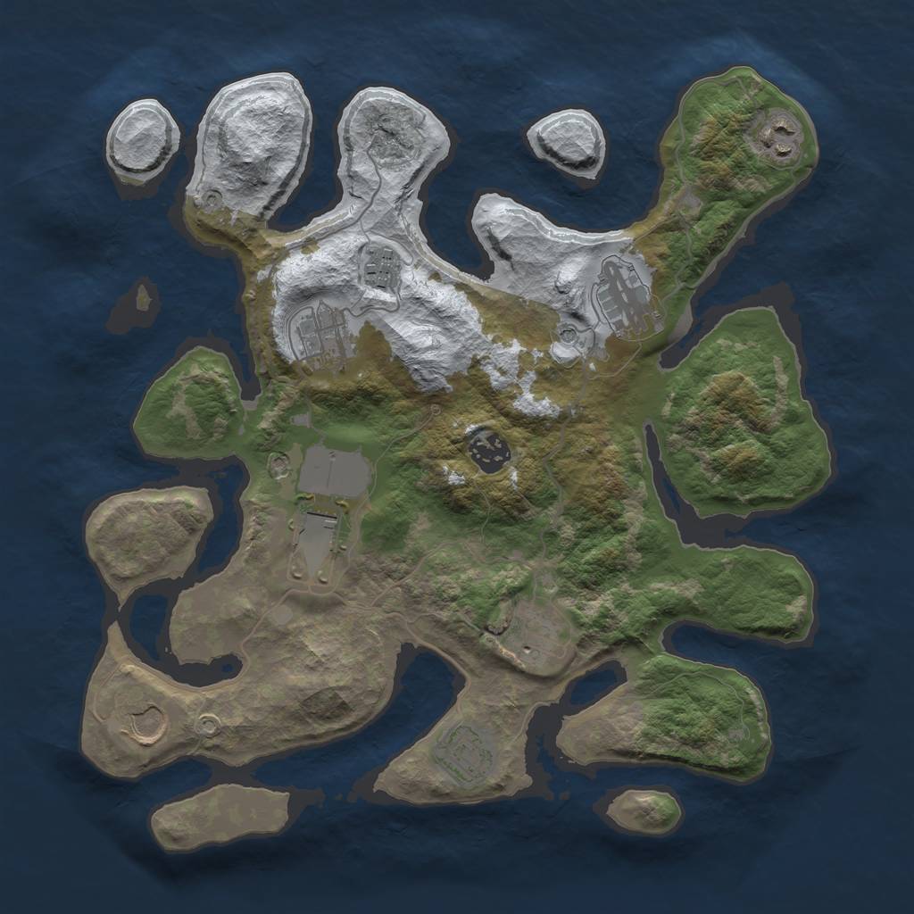 Rust Map: Barren, Size: 3500, Seed: 507630, 12 Monuments