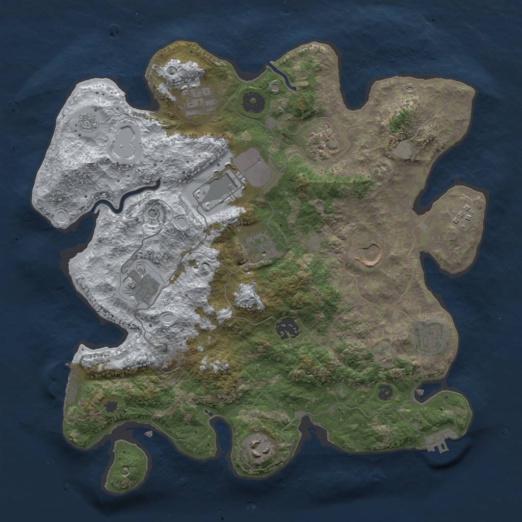 Rust Map: Procedural Map, Size: 3500, Seed: 5853824, 19 Monuments