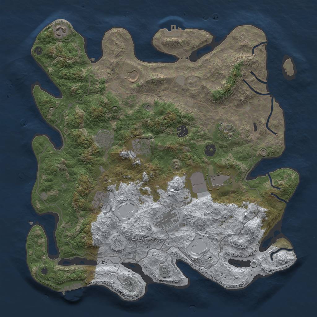 Rust Map: Procedural Map, Size: 4000, Seed: 5780636, 19 Monuments