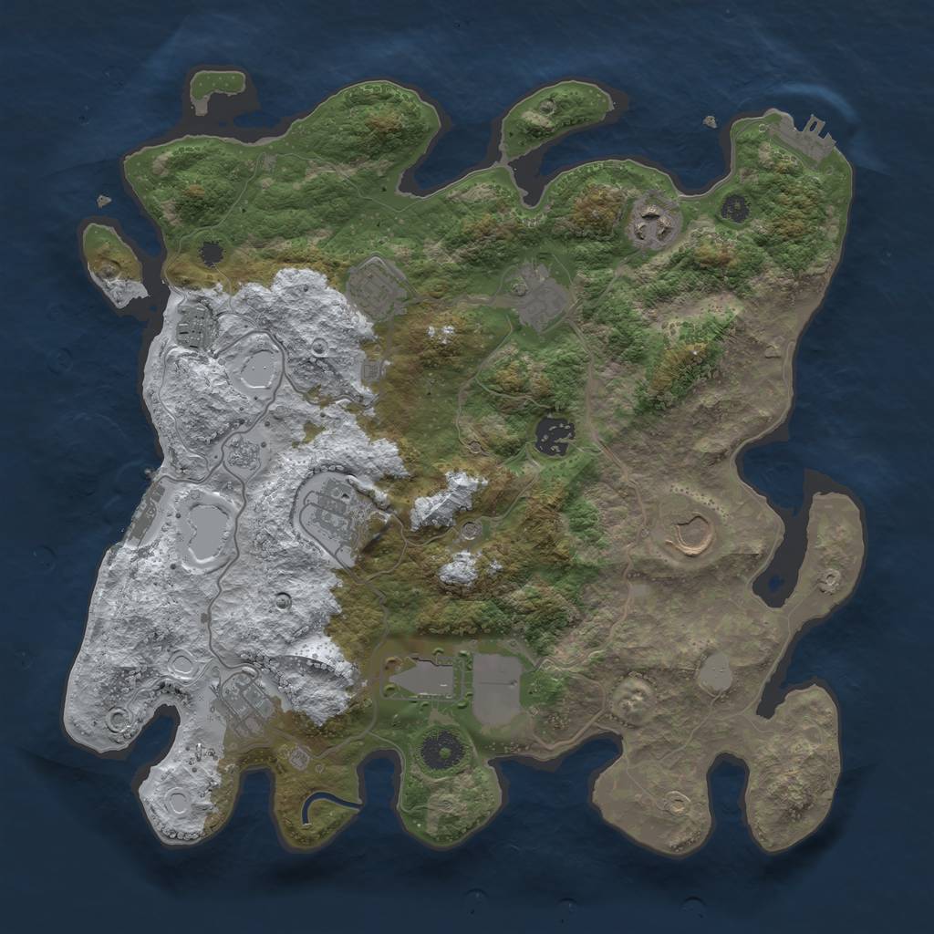 Rust Map: Procedural Map, Size: 3500, Seed: 1337343, 18 Monuments