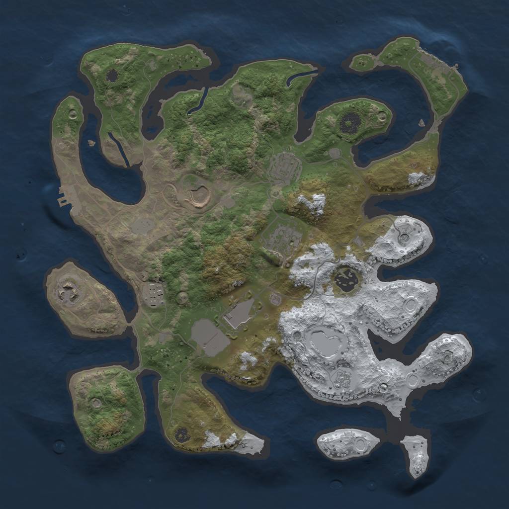 Rust Map: Procedural Map, Size: 3500, Seed: 4401189, 16 Monuments